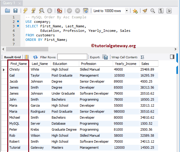 MySQL Order By Ascending and Descending