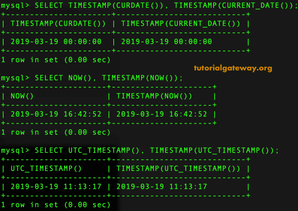 MySQL TIMESTAMP Function