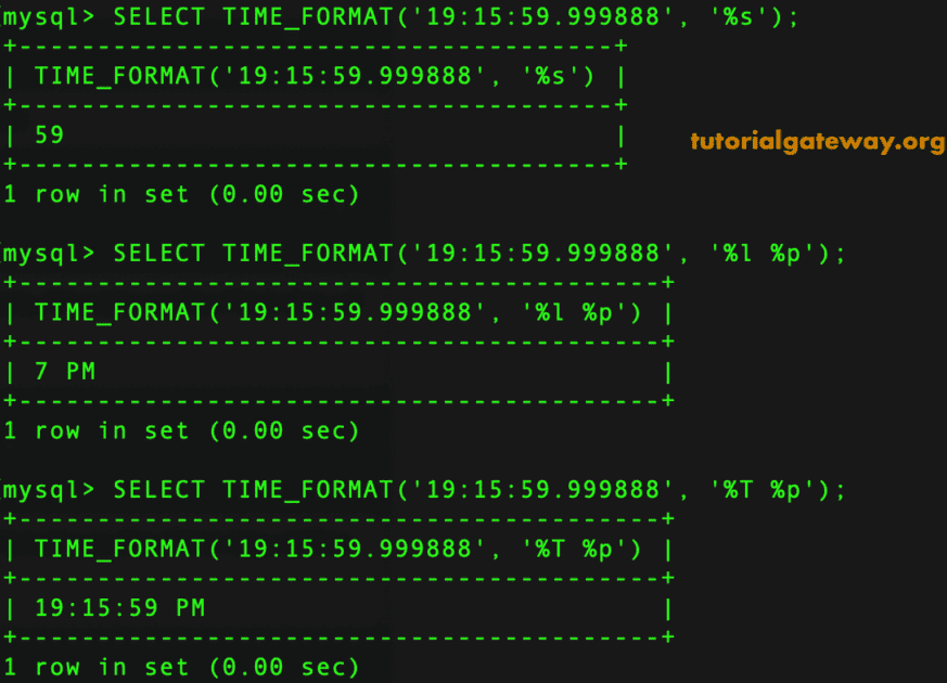 MySQL TIME_FORMAT Function