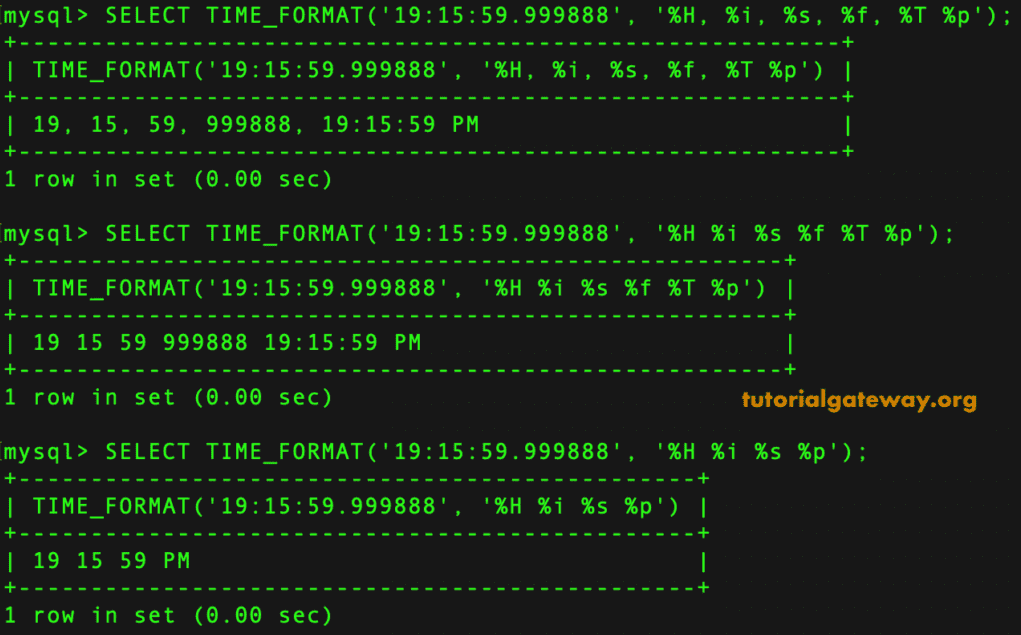 MySQL TIME_FORMAT Function