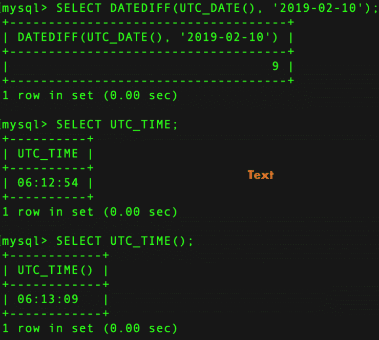 MySQL UTC_TIME Function