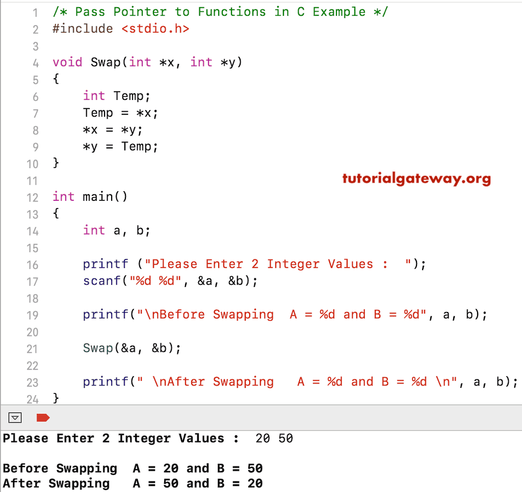 Pass Pointers to Functions in C LaptrinhX