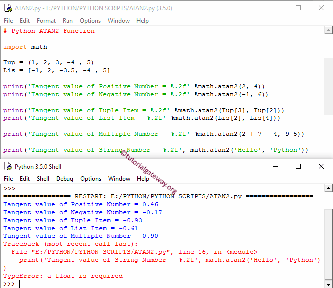 Python atan2 Function
