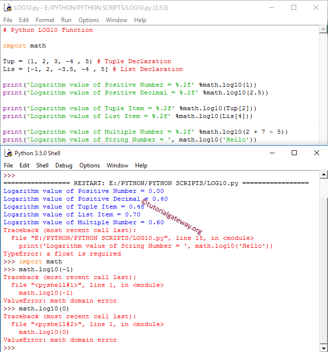 Python log10 Function