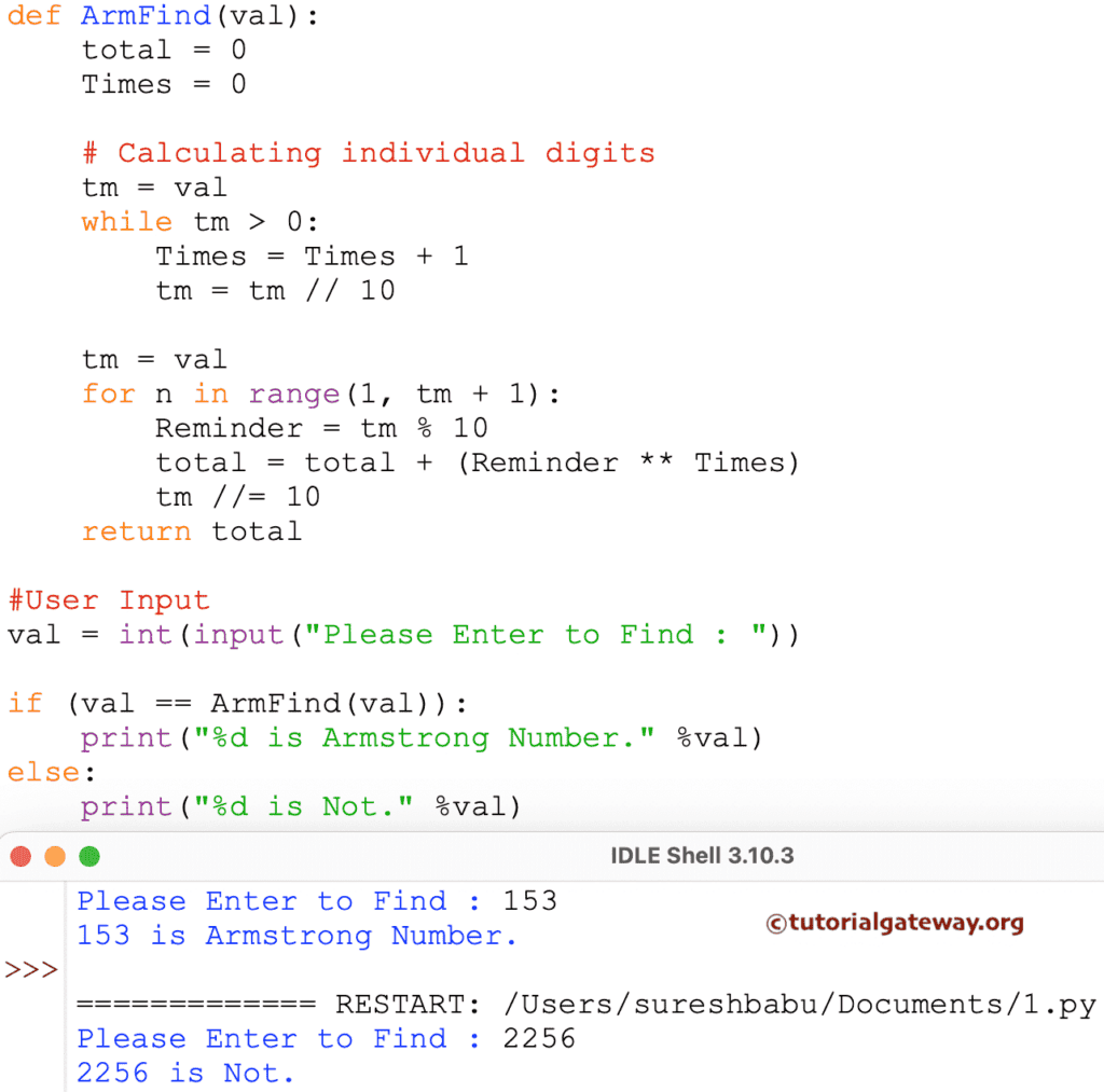 Python Program For Armstrong Number or Not