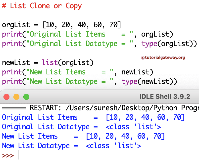 Python Program to Clone or Copy a List