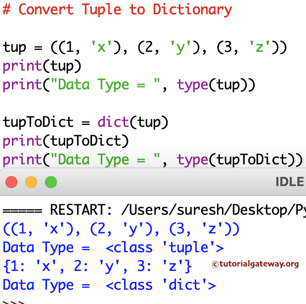 Python Program to Convert Tuple to Dictionary