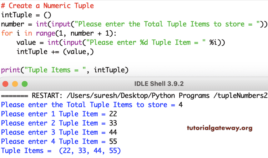 Python Program to Create a Tuple with Numbers