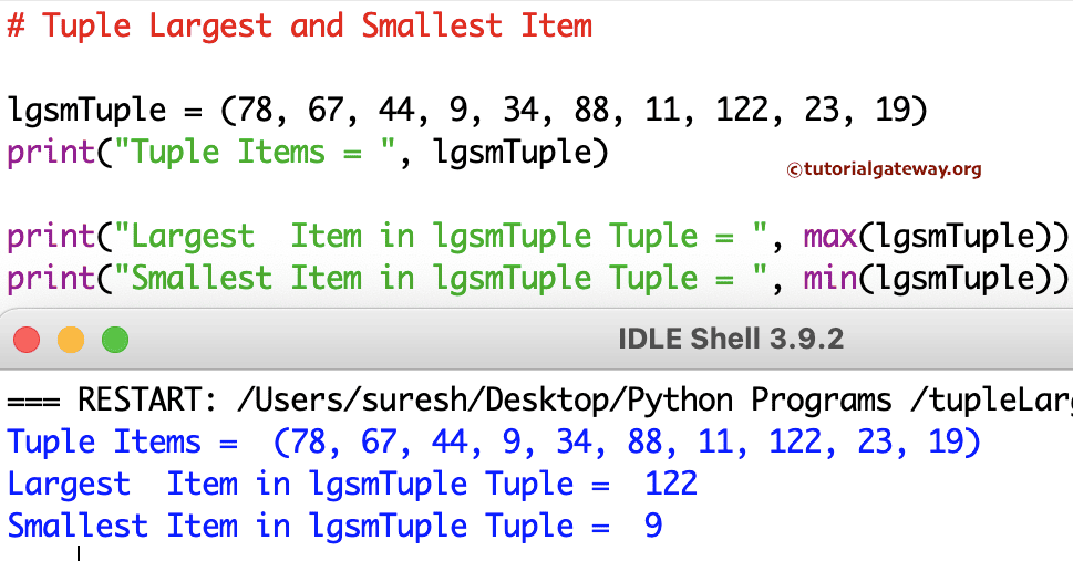 Python Program to Find Largest and Smallest Item in a Tuple