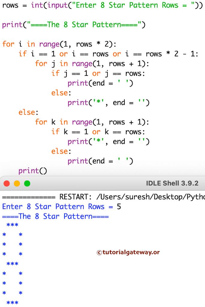 Python Program to Print 8 Star Pattern