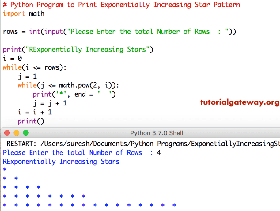 Python Program to Print Exponentially Increasing Star Pattern LaptrinhX