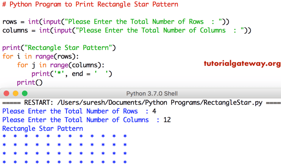 Python Program to Print Rectangle Star Pattern