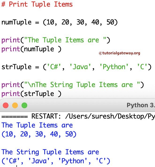 Python Program to Print Tuple Items