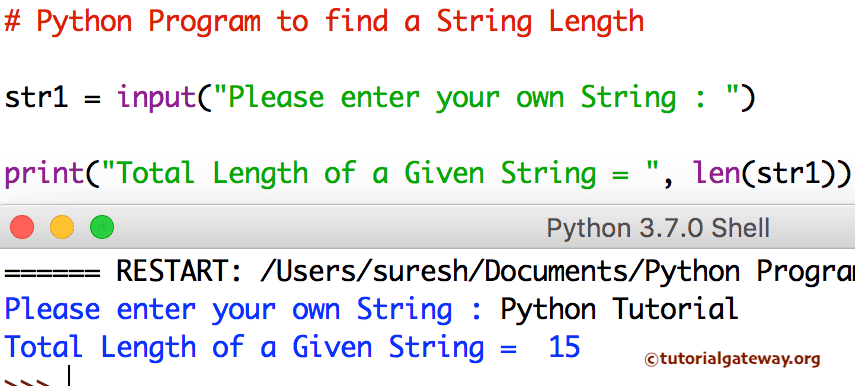 Python Program to find a String Length