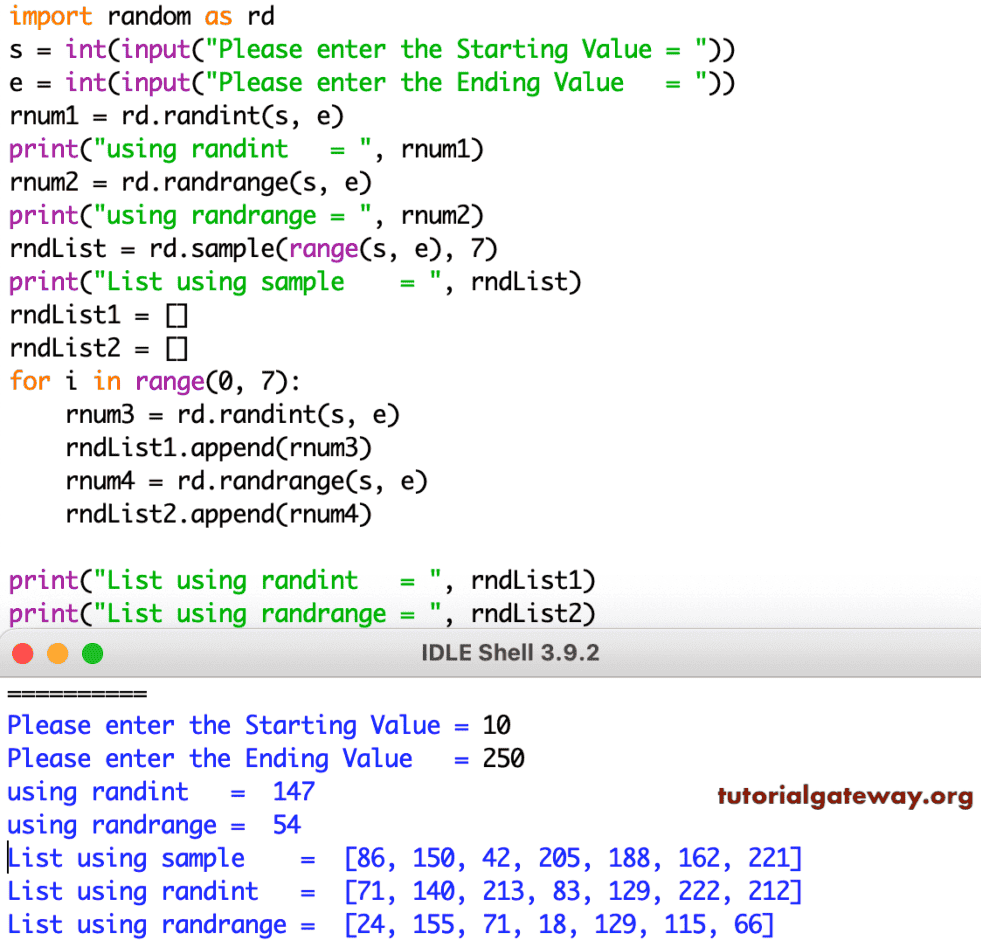 Python random number generator