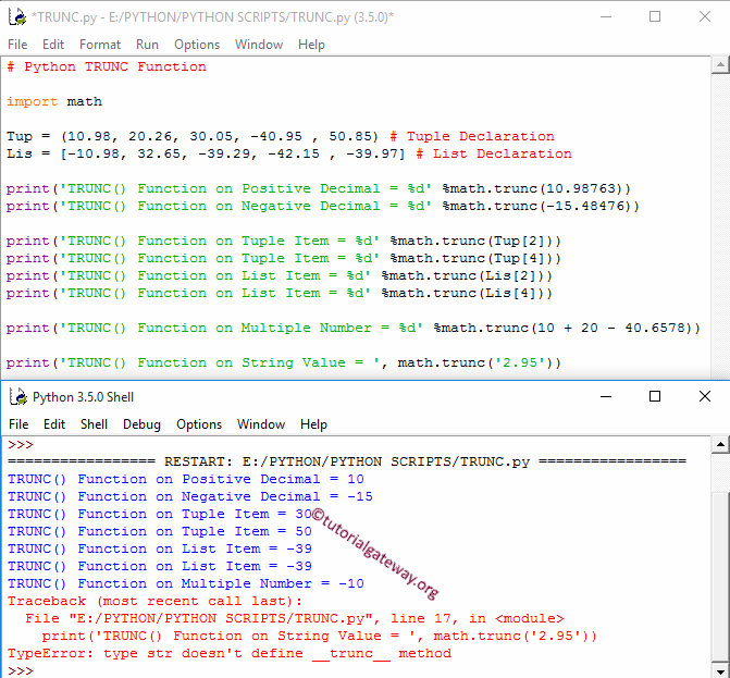 Python trunc Function