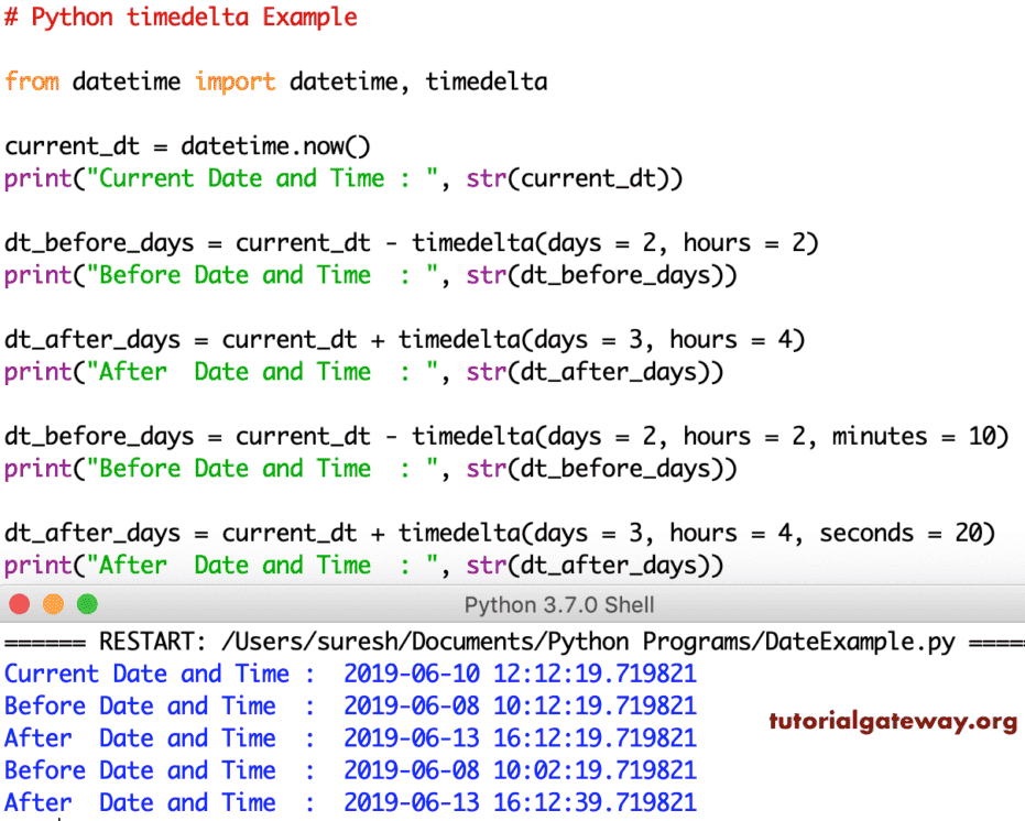 Python timedelta function