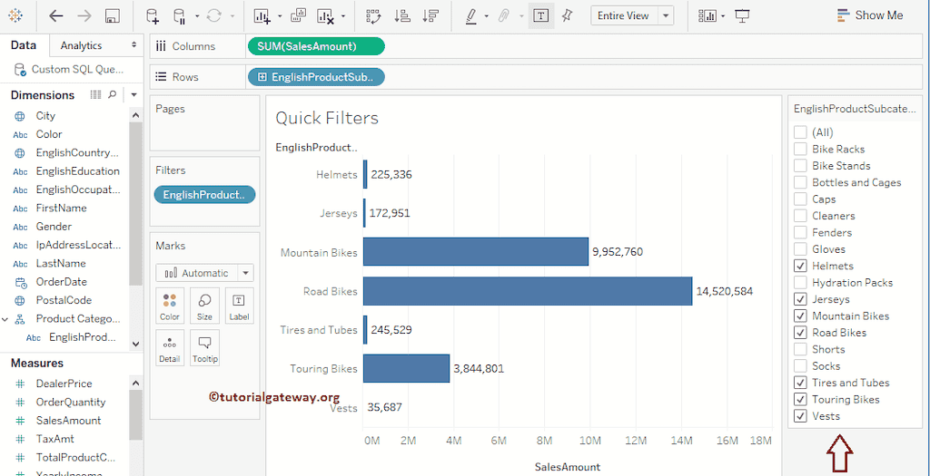 Quick Filters in Tableau