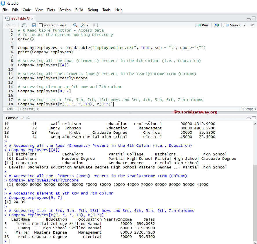 R Read table Function