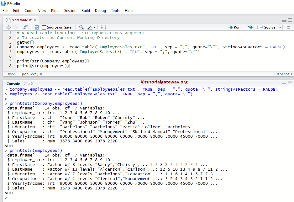 R Read table Function
