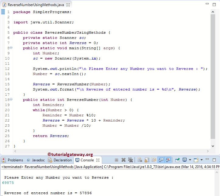 Program to Reverse a Number in Java