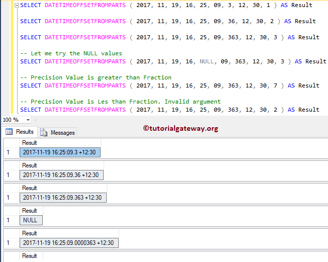 SQL DATETIME OFFESET FROM PARTS