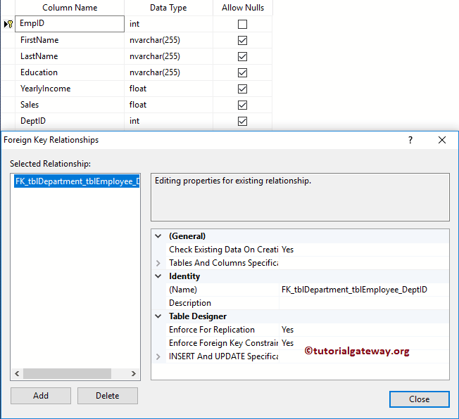SQL Foreign Key Constraint