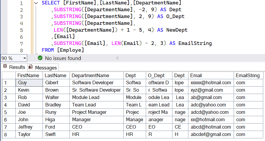 SQL SUBSTRING Function