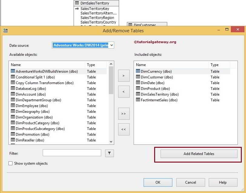 Add or Remove Tables from Data Source View in SSAS