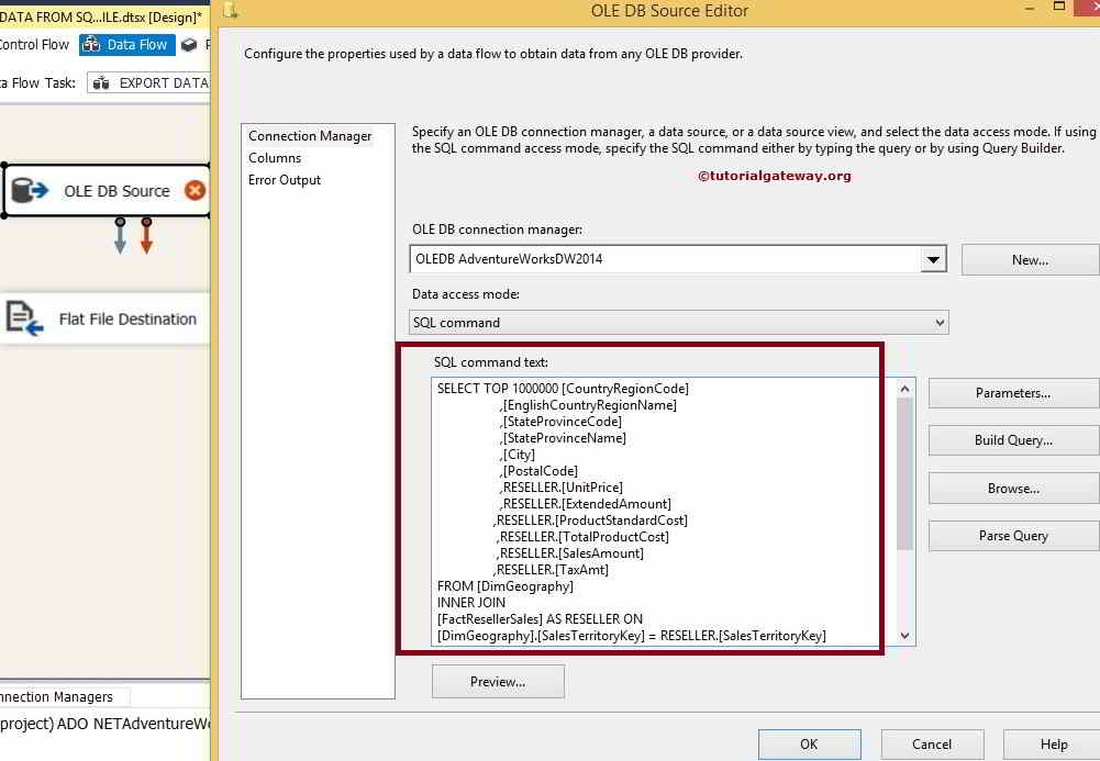 Export Data from SQL Server to Flat File in SSIS