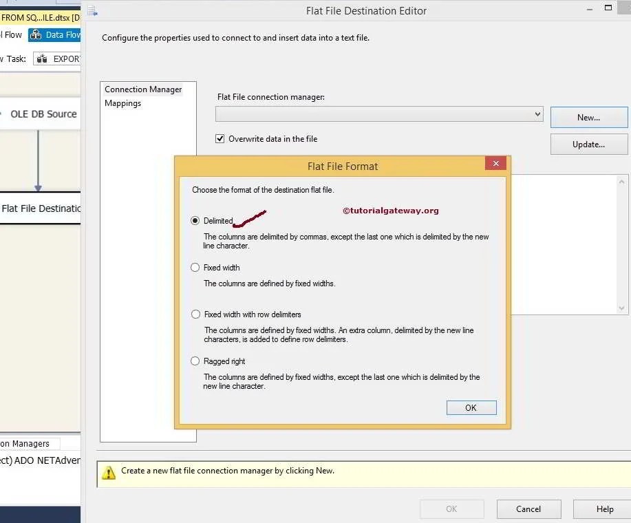 Export Data from SQL Server to Flat File in SSIS