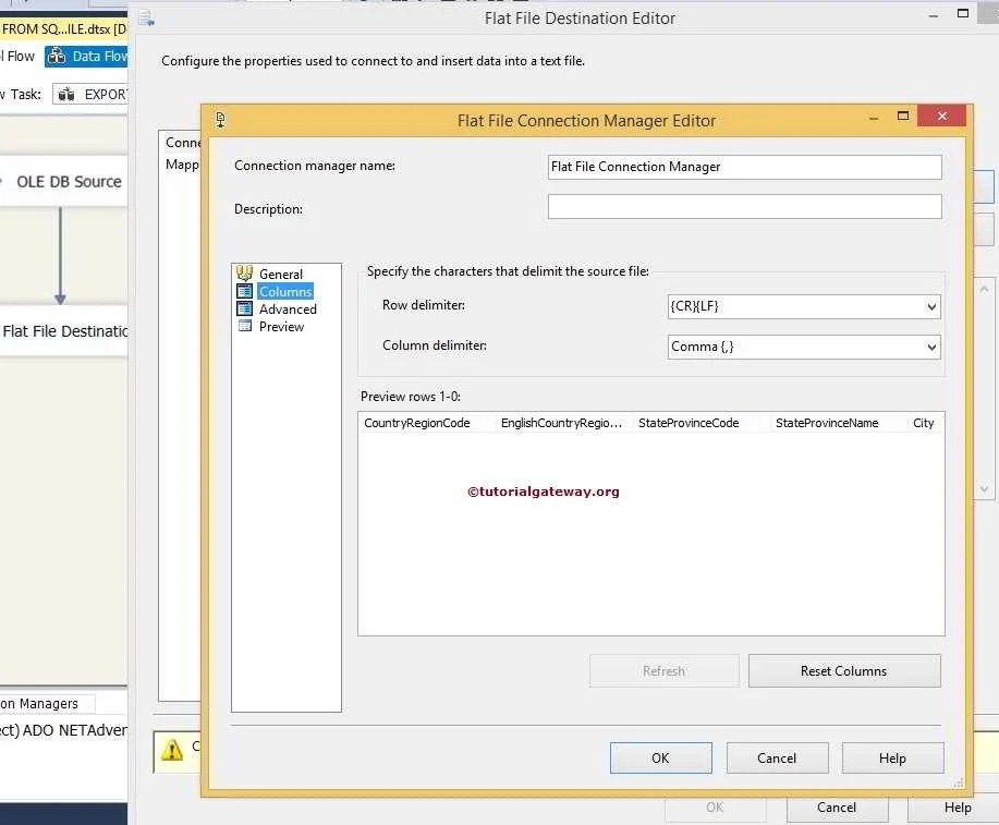 Export Data from SQL Server to Flat File in SSIS