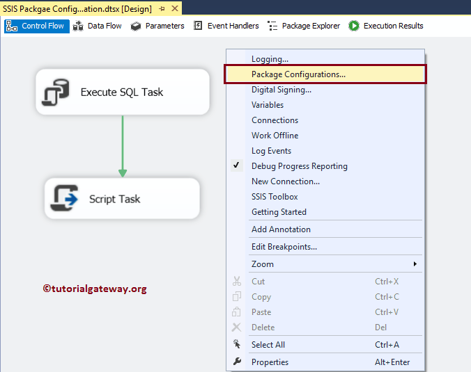 SSIS Package Configuration using XML Configuration File