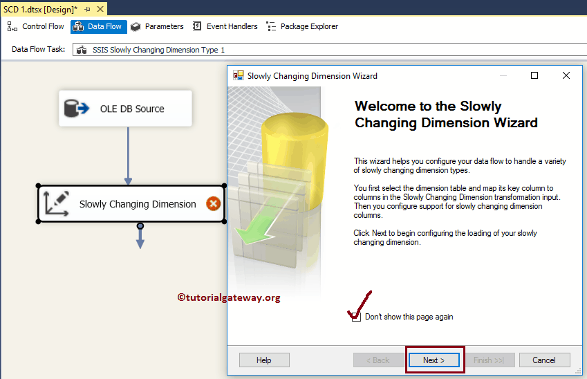 SSIS Slowly Changing Dimension Type 1