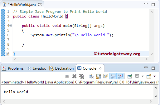 Java Program to Print Hello World