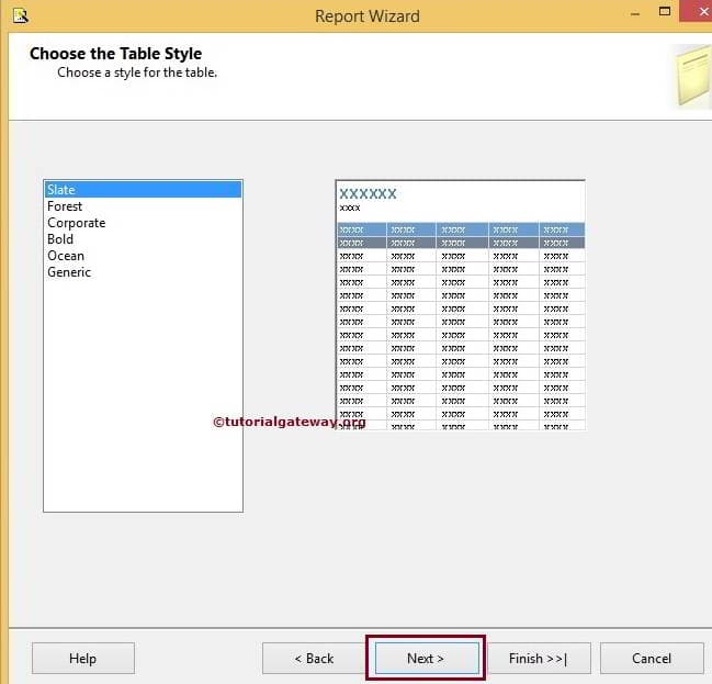 Creating SSRS Table Report using Report Wizard