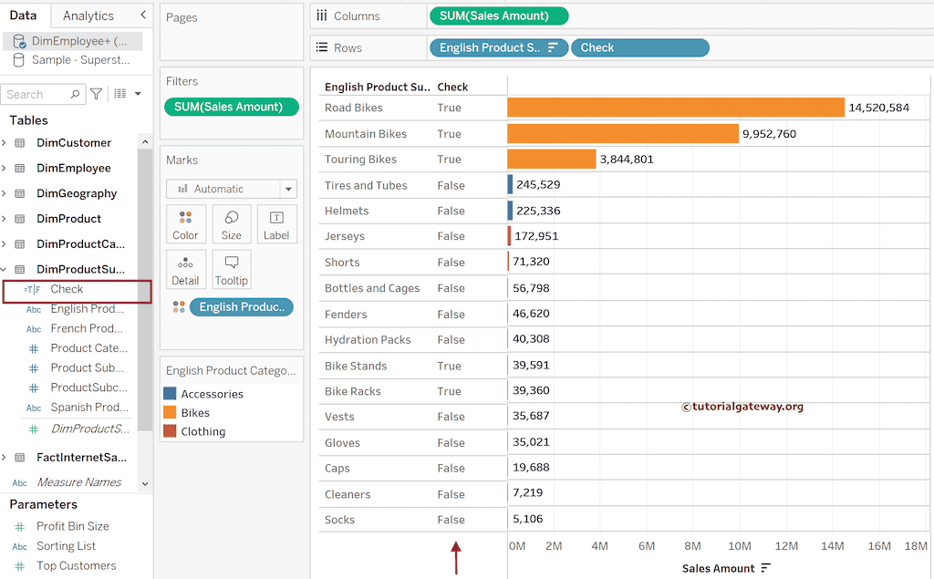 Tableau CONTAINS function