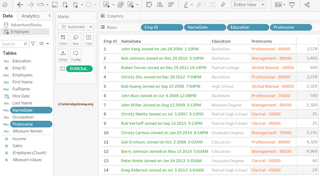 Tableau Concatenate Strings