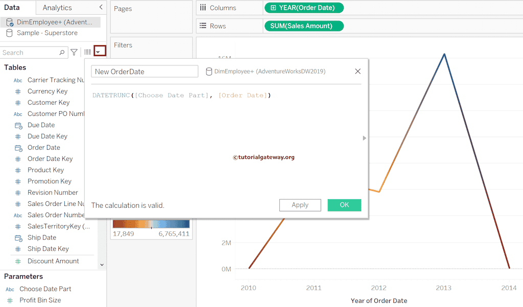 Tableau Date Calculation using Parameter