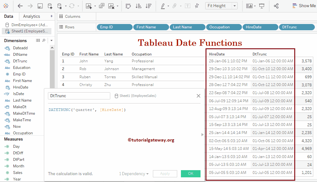 Tableau Date Functions LaptrinhX