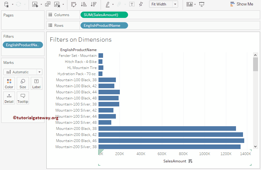 Tableau Filters on Dimensions