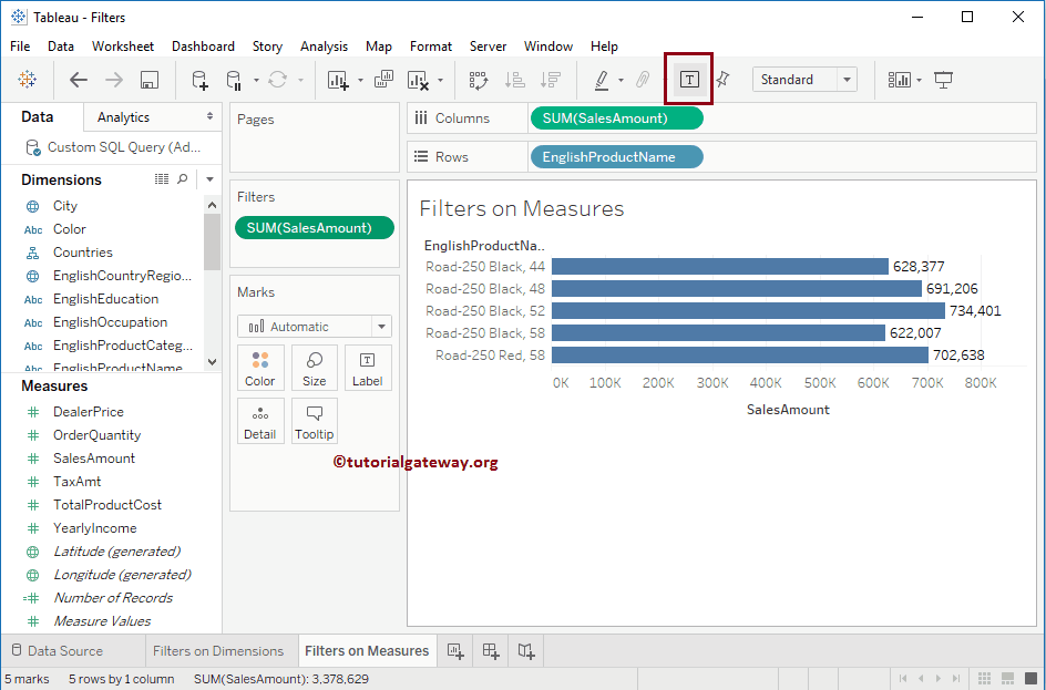 Tableau Filters on Measures