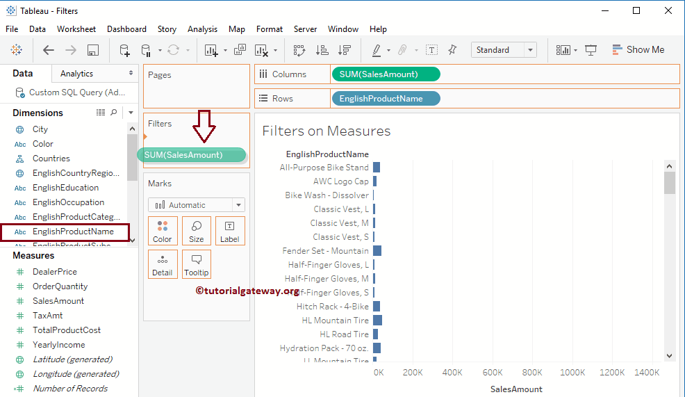 Tableau Filters on Measures