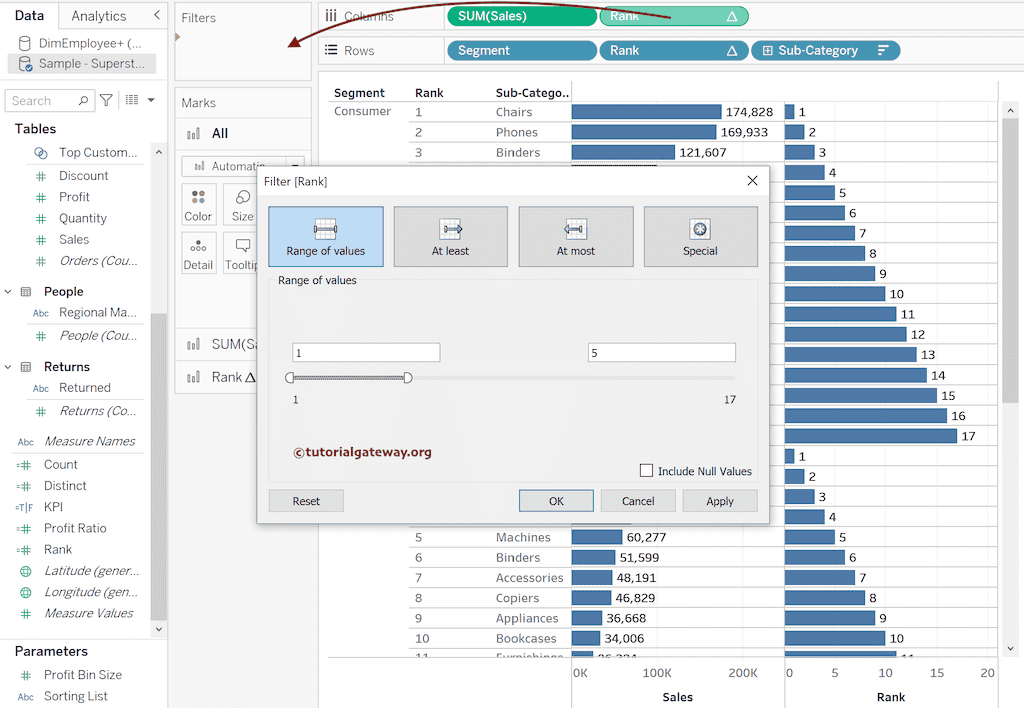 Tableau INDEX to find TOP N Records