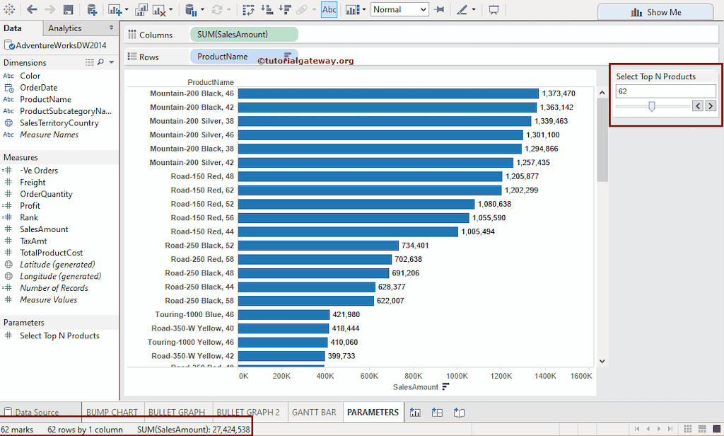 Creating Tableau Parameters and use them in Filters