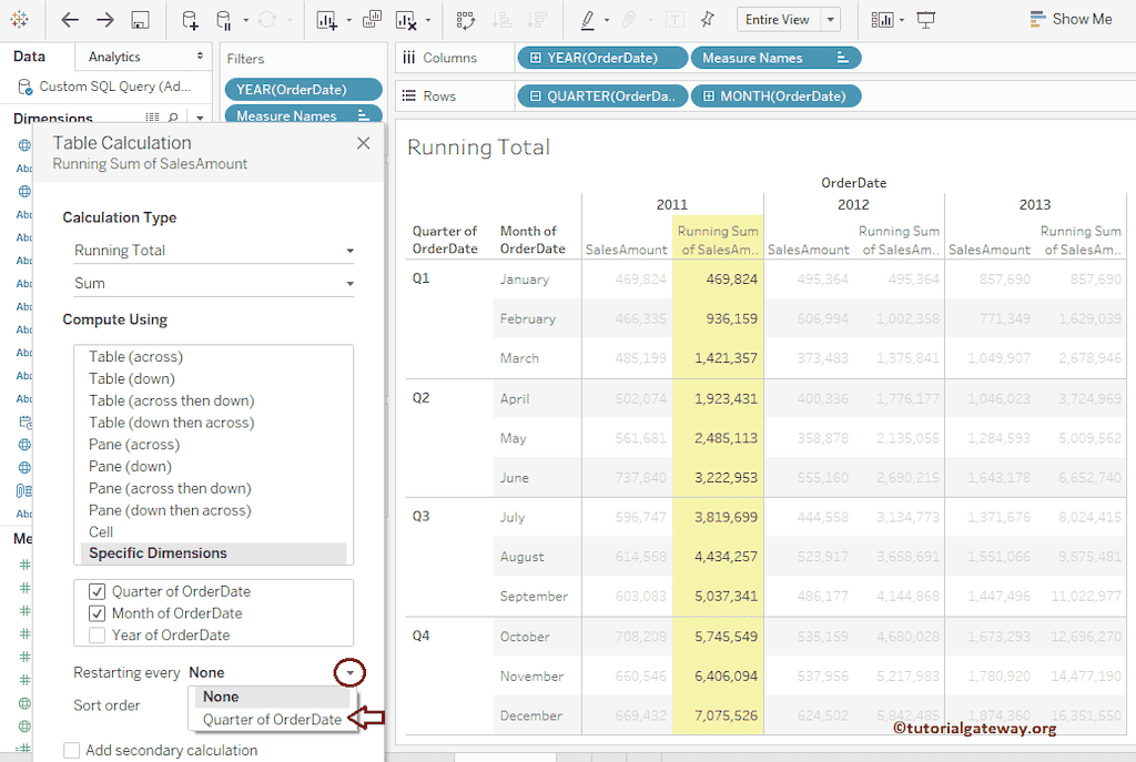 Tableau Running Total Calculation