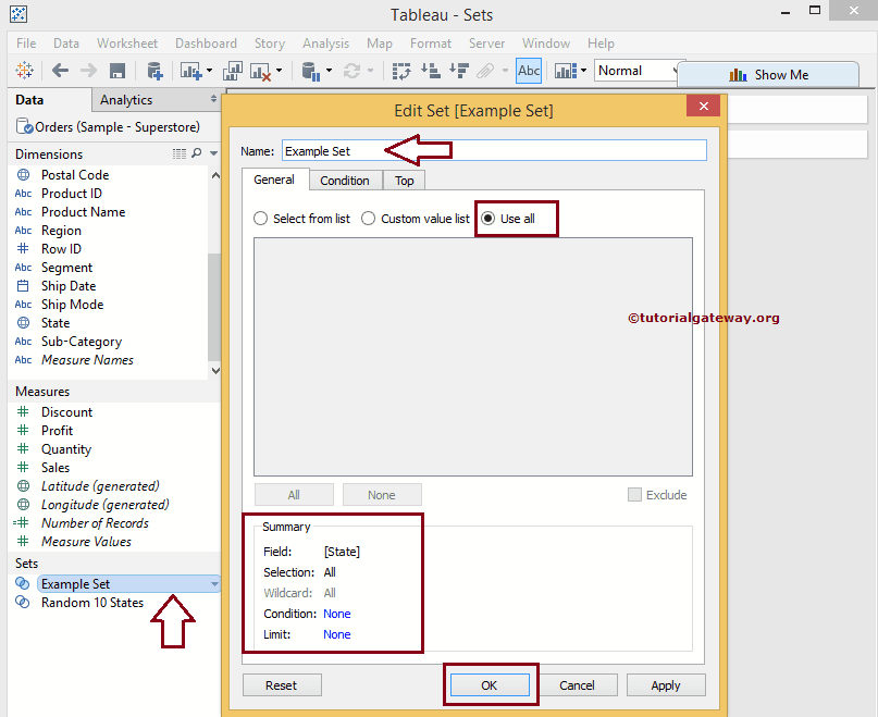 How to Create Tableau Set
