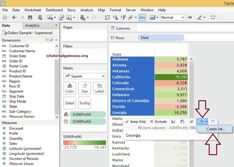 How to Create Tableau Set