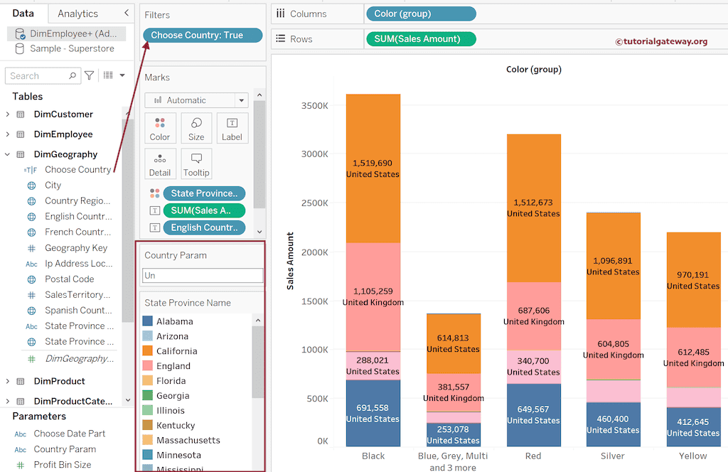 Tableau String Parameter