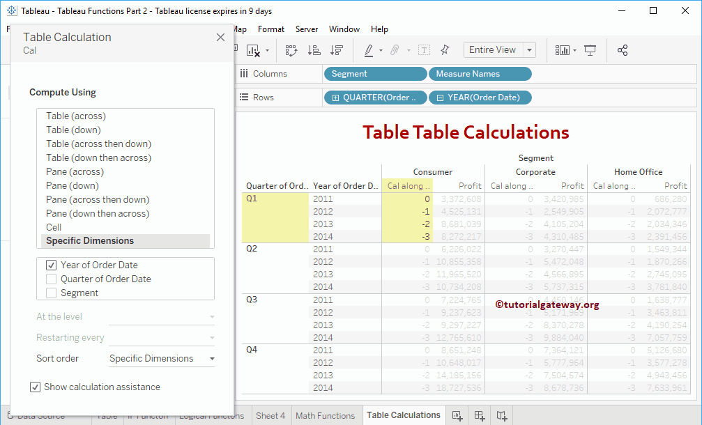 Tableau Table Calculations